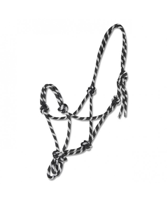 Knotted Rope Halter Silver and Blue Full